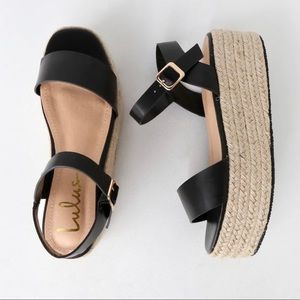 Lulus Corsa Black Espadrille Flatform Sandals🖤